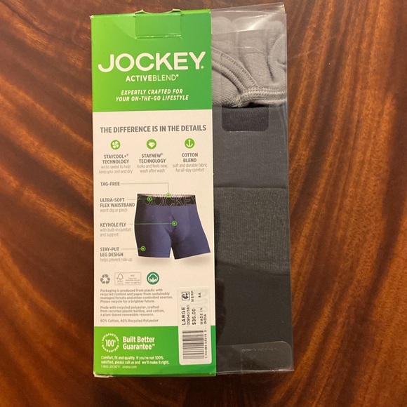 NWT Jockey 4 pk Men’s boxer briefs, Lg cotton in Grey, Dk Grey, Charcoal, Navy. - Picture 2 of 4